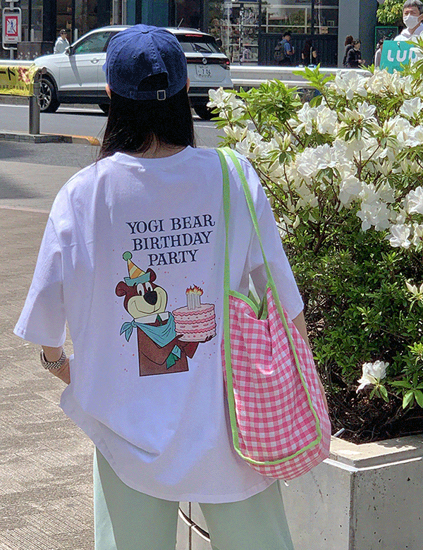 [♥Today&#039;s new item♥]해피벌스 오버핏 반팔 티셔츠 (3color)