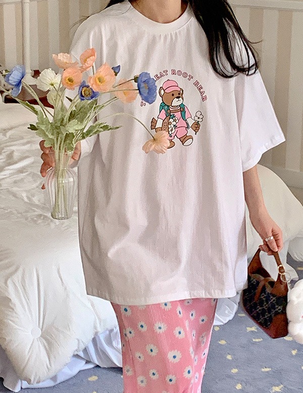 [BEST인기상품/재입고♥] 팝콘베어 오버핏 반팔 티셔츠 (2color)