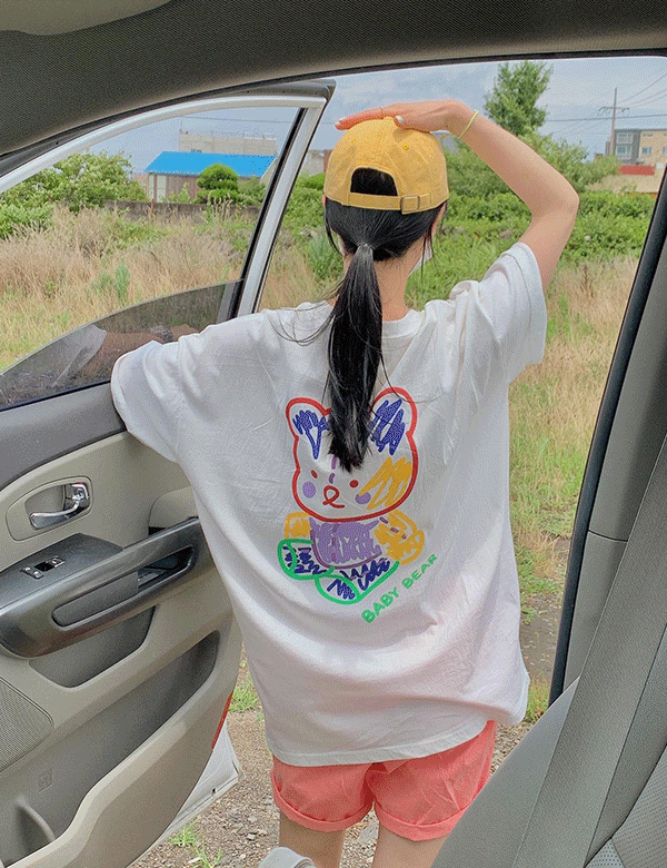 [BEST인기상품/재입고♥]컬러베어 박시 반팔 티셔츠 (3color) ‘남녀공용’