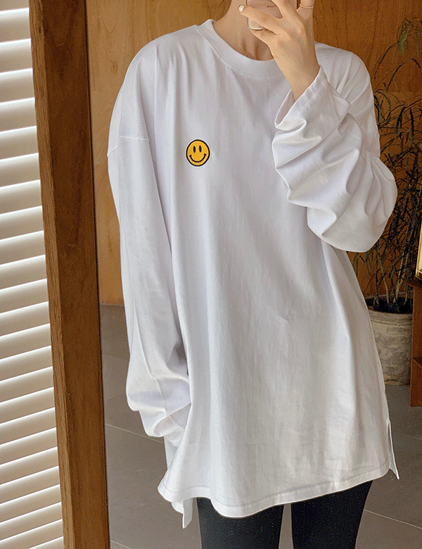 [BEST인기상품/재입고♥]퍼니스마일 언발 루즈 티셔츠 (3color) ‘남녀공용’