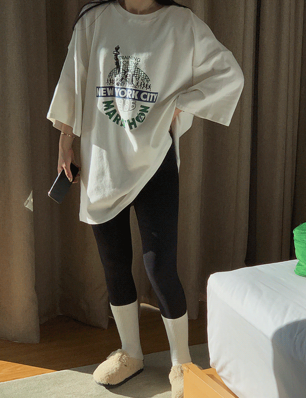 뉴요크 피치기모 오버핏 반팔 티셔츠 (2color)