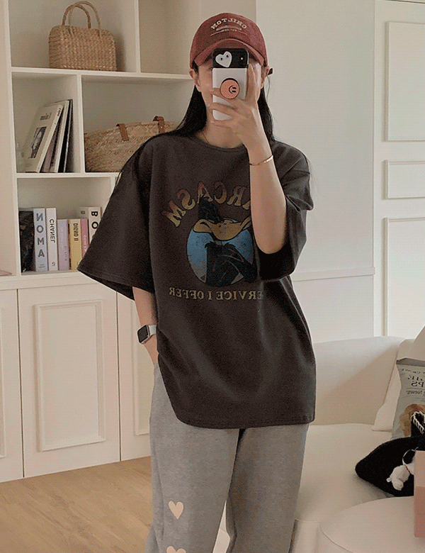 마스덕 피치기모 오버핏 반팔 티셔츠 (2color)